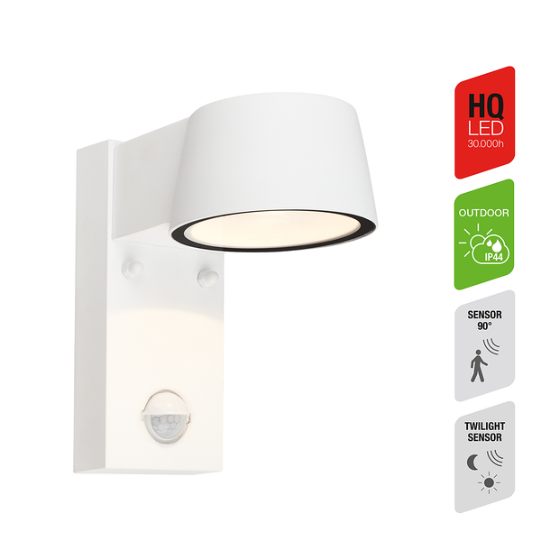 LED-Wandleuchte Hegg mit Sensor - Aluminium - 1-flammig - Weiß