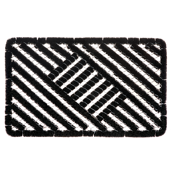 Fußmatte Grid Brushes - Kokos /  Zink - Schwarz - 60 x 40 cm