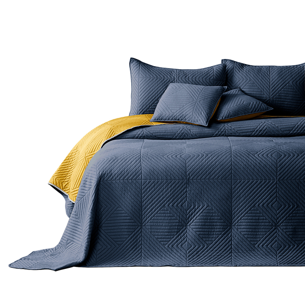 Tagesdecke Lofta - Polyester - Senfgelb / Anthrazit - 170 x 270 cm