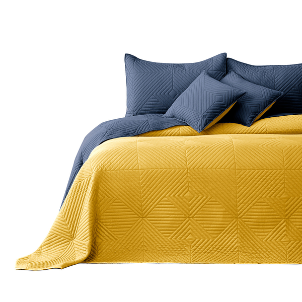 Tagesdecke Lofta - Polyester - Senfgelb / Anthrazit - 170 x 270 cm