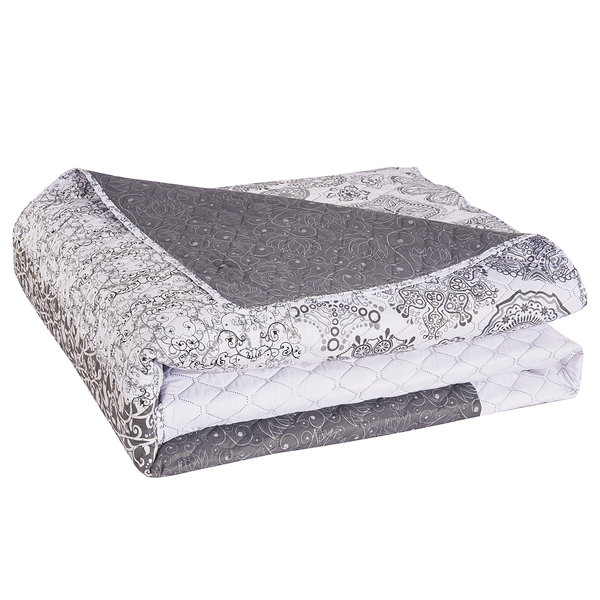 Tagesdecke Ambra - Polyester - Grau / Weiß - 220 x 240 cm