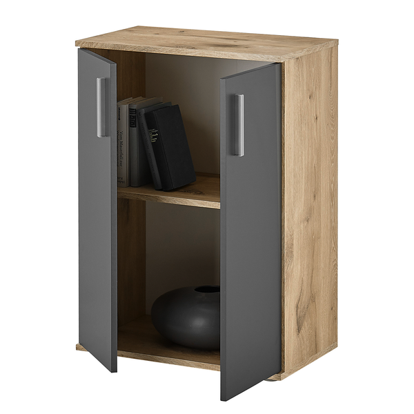 Kommode Gumton 60 cm - Grau / Eiche Dekor