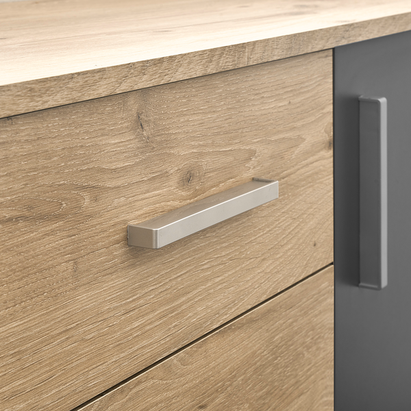 Kommode Gumton 60 cm - Grau / Eiche Dekor
