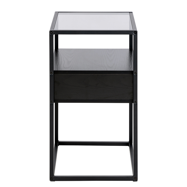 Nachtkommode Keable - Glas / Metall - Esche Schwarz Dekor