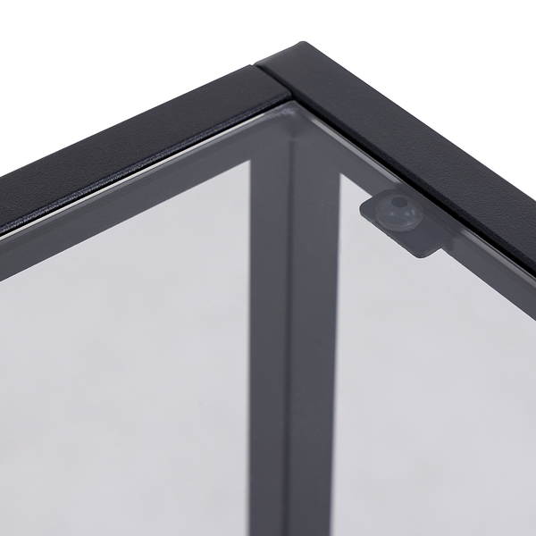 Nachtkommode Keable - Glas / Metall - Esche Schwarz Dekor
