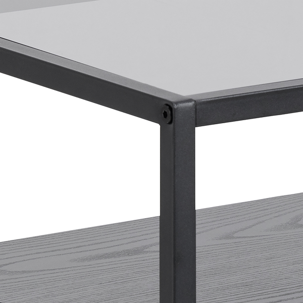 Nachtkommode Keable - Glas / Metall - Esche Schwarz Dekor