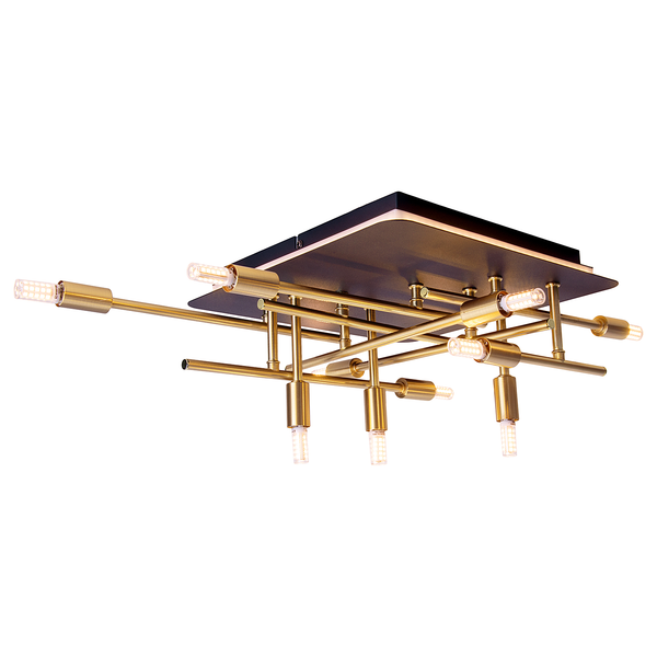 LED-Deckenleuchte Ancona - Aluminium - Schwarz / Gold - Flammenanzahl: 12
