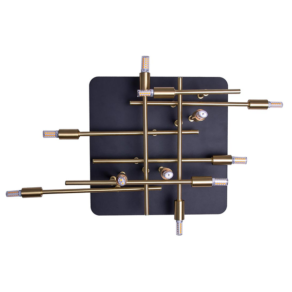 LED-Deckenleuchte Ancona - Aluminium - Schwarz / Gold - Flammenanzahl: 12