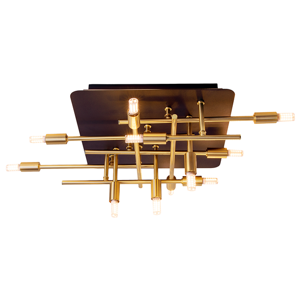LED-Deckenleuchte Ancona - Aluminium - Schwarz / Gold - Flammenanzahl: 12