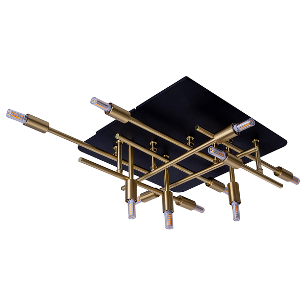 LED-Deckenleuchte Ancona - Aluminium - Schwarz / Gold - Flammenanzahl: 12