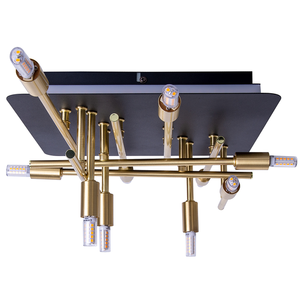 LED-Deckenleuchte Ancona - Aluminium - Schwarz / Gold - Flammenanzahl: 12