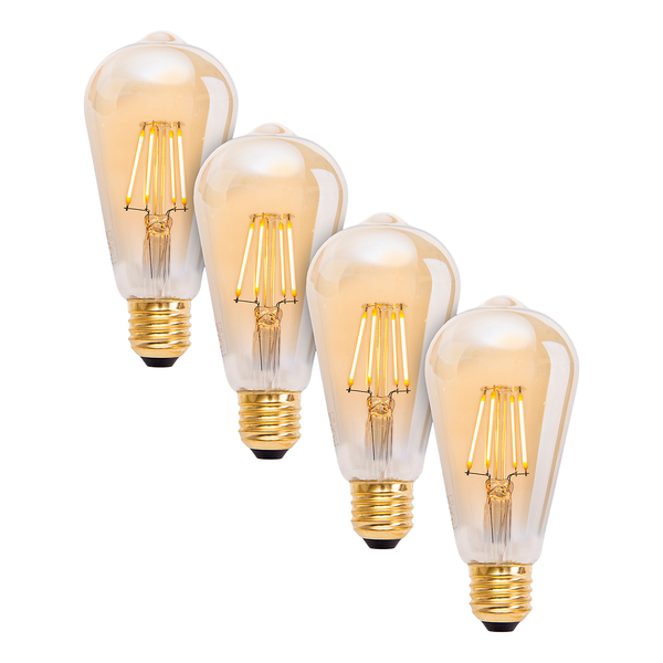 LED-Leuchtmittel Druno 4er-Set - Farbglas - Bernstein