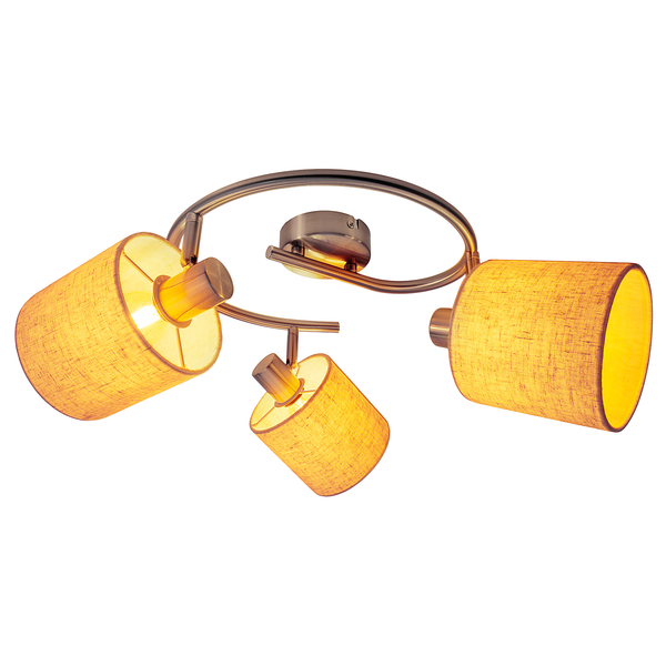 Deckenleuchte Maron Rund 3-flammig - Stahl / Mischgewebe - Creme