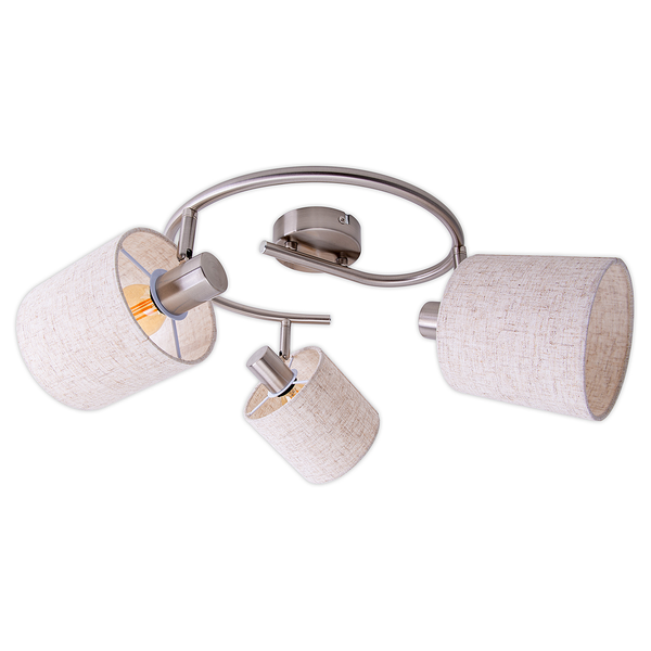 Deckenleuchte Maron Rund 3-flammig - Stahl / Mischgewebe - Creme