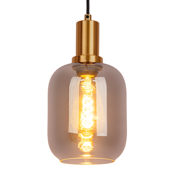 Pendelleuchte Fumo 1-flammig - Eisen - Schwarz / Gold - Durchmesser: 21 cm