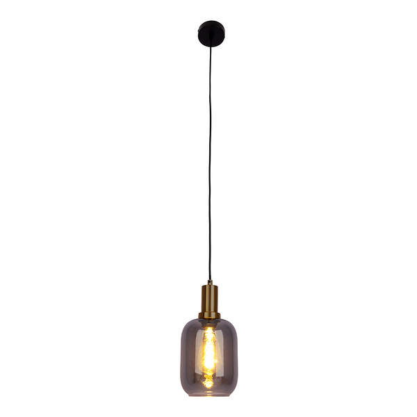 Pendelleuchte Fumo 1-flammig - Eisen - Schwarz / Gold - Durchmesser: 21 cm