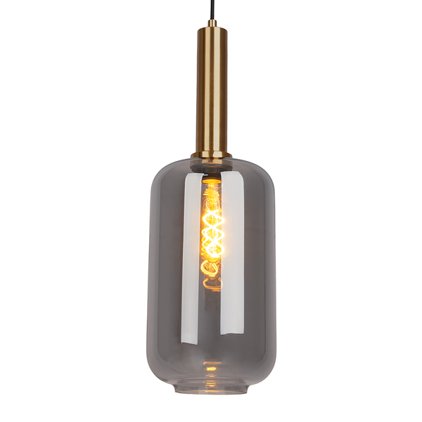 Pendelleuchte Fumo 1-flammig - Eisen - Schwarz / Gold - Durchmesser: 22 cm