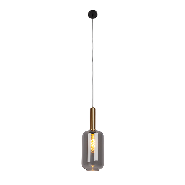 Pendelleuchte Fumo 1-flammig - Eisen - Schwarz / Gold - Durchmesser: 22 cm