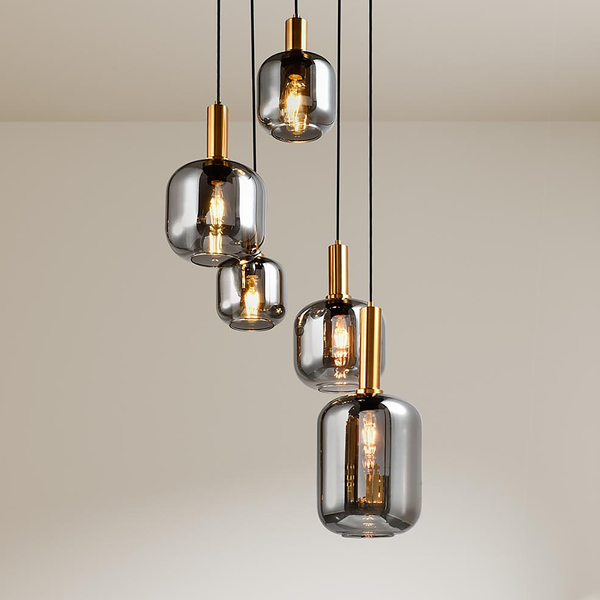 Pendelleuchte Fumo 5-flammig - Eisen - Schwarz / Gold