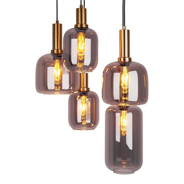 Pendelleuchte Fumo 5-flammig - Eisen - Schwarz / Gold