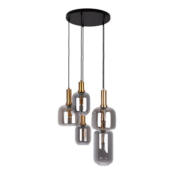 Pendelleuchte Fumo 5-flammig - Eisen - Schwarz / Gold