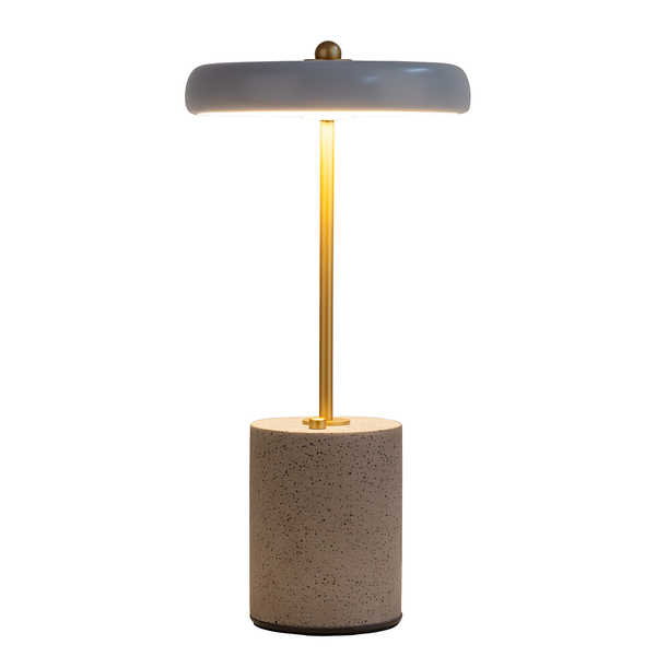 Tischleuchte Seta - Eisen / Beton - 1-flammig - Grau / Gold