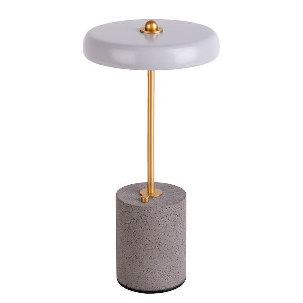 Tischleuchte Seta - Eisen / Beton - 1-flammig - Grau / Gold