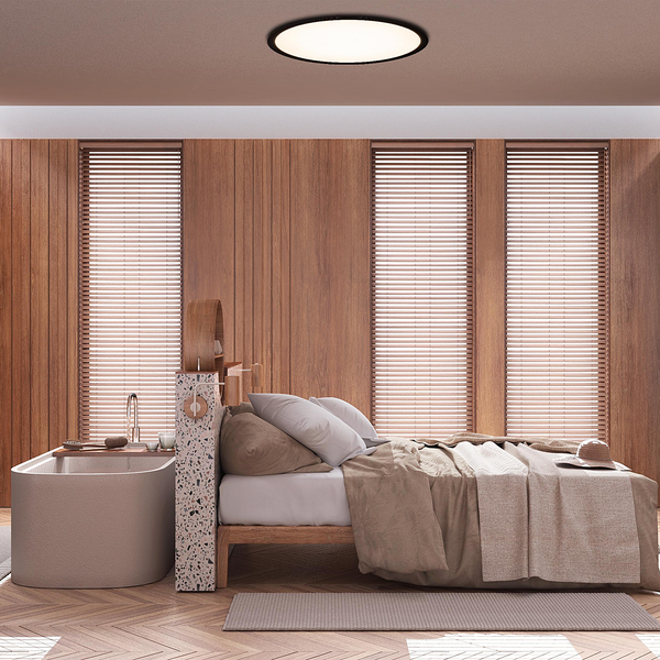 LED-Deckenleuchte Carlo - Kunststoff - Schwarz - 1-flammig - Durchmesser: 54 cm