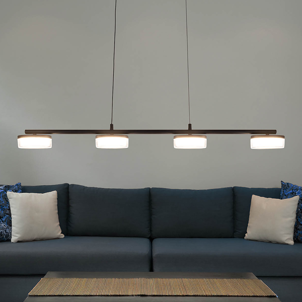 LED-Pendelleuchte Cimo - Eisen / Acrylglas - Schwarz - 4-flammig