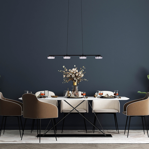 LED-Pendelleuchte Cimo - Eisen / Acrylglas - Schwarz - 4-flammig