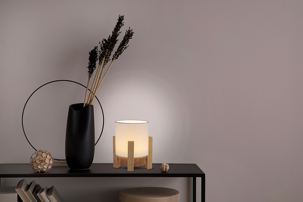 Tischleuchte Madita - Mischgewebe - 1-flammig - Weiß - 16 x 19 cm