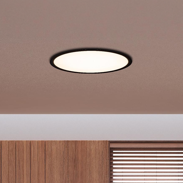 LED-Deckenleuchte Carlo - Kunststoff - Schwarz - 1-flammig - Durchmesser: 29 cm