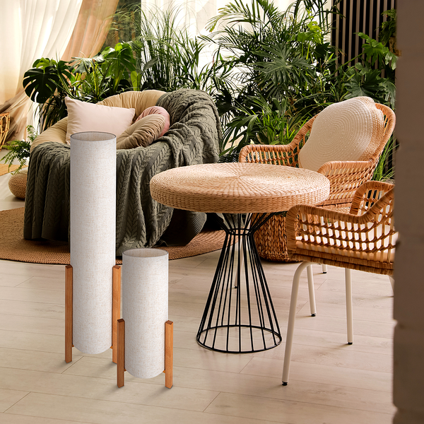 Tischleuchte Matilda - Mischgewebe - Beige - 1-flammig - Höhe: 52 cm