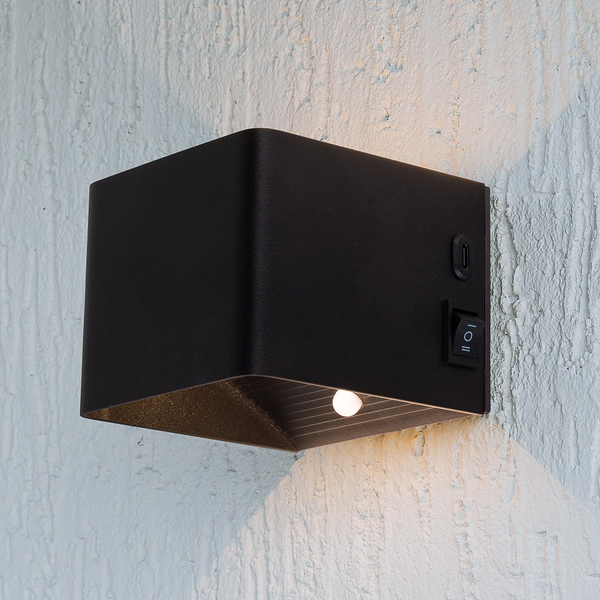 Wandleuchte Cube - Eisen - 1-flammig - Schwarz