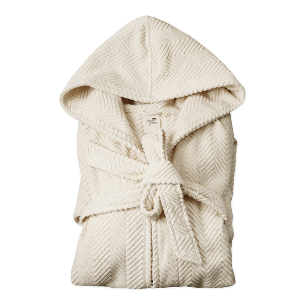 Damenbademantel Ocean - Bio Baumwolle - Creme - Größe M - Breite: 45 cm