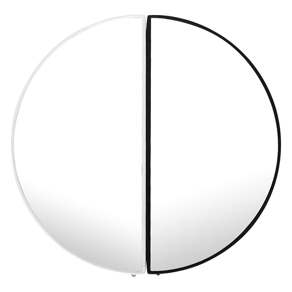 Wandspiegel Bish - Metall / Glas / Kunstleder - Schwarz