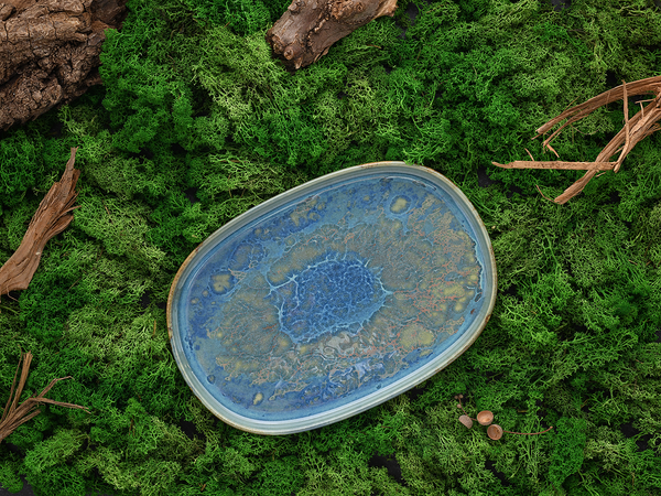 Servierplatte Yuki 2er-Set - Steinzeug - Grün / Blau