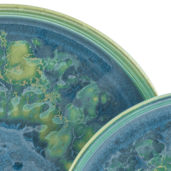 Servierplatte Yuki 2er-Set - Steinzeug - Grün / Blau