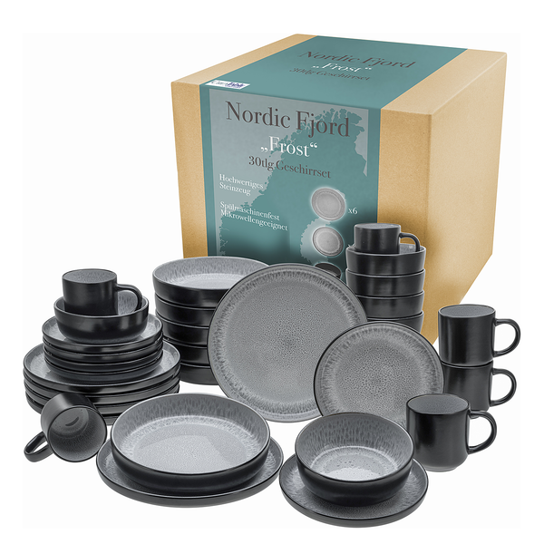 Kombiservice Nordic Fjord - Steinzeug - Grau - 30-teilig