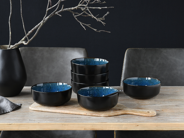 Müslischalen Nordic Fjord 6er-Set - Steinzeug - Blau