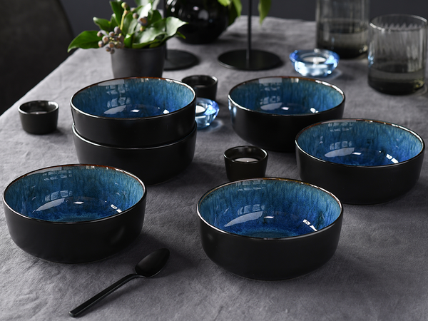 Müslischalen Nordic Fjord 6er-Set - Steinzeug - Blau