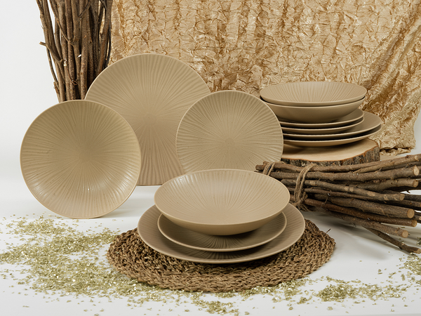 Tafelservice Vesuvio - Steinzeug - 12-teilig - Creme