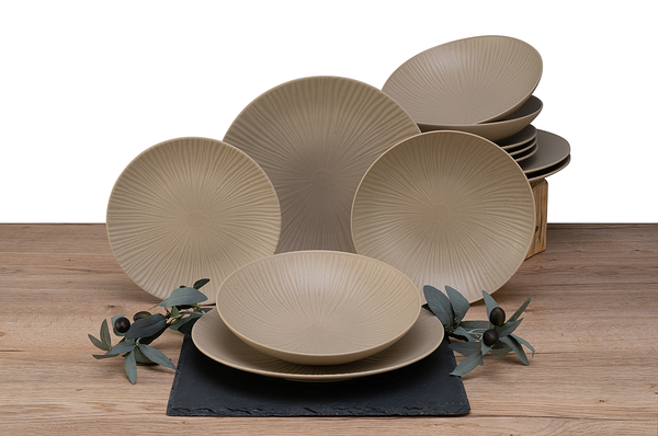 Tafelservice Vesuvio - Steinzeug - 12-teilig - Creme