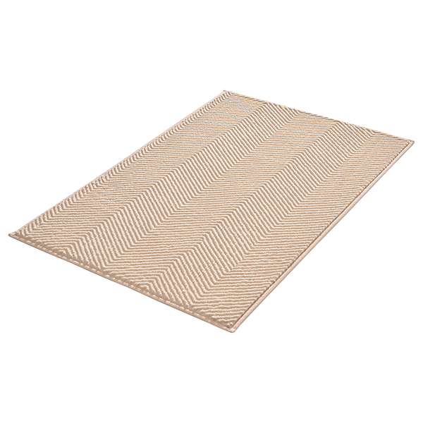 Badteppich Zigzag - Polyester - Sand - 60 x 90 cm