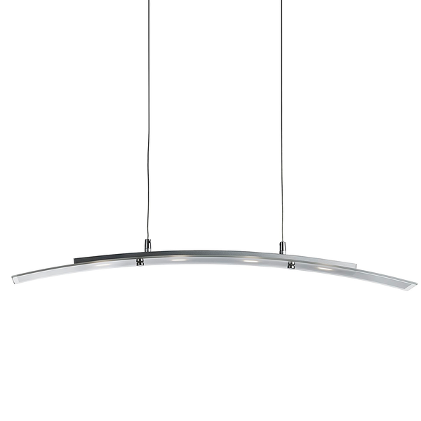 LED-Pendelleuchte Curved Pendant - Stahl / Milchglas - Silber - 4-flammig