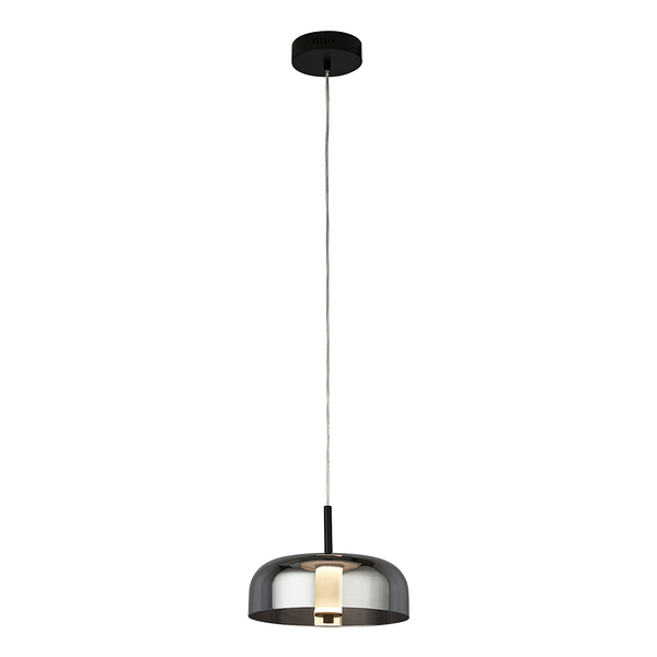 LED-Pendelleuchte Frisbee - Stahl / Rauchglas - Schwarz - 1-flammig