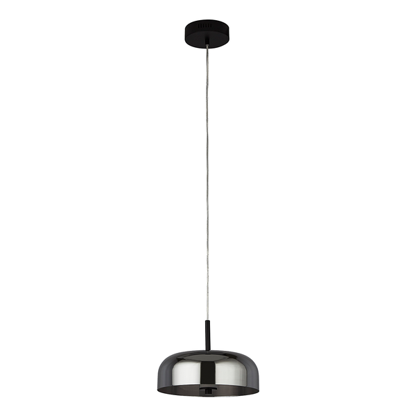 LED-Pendelleuchte Frisbee - Stahl / Rauchglas - Schwarz - 1-flammig