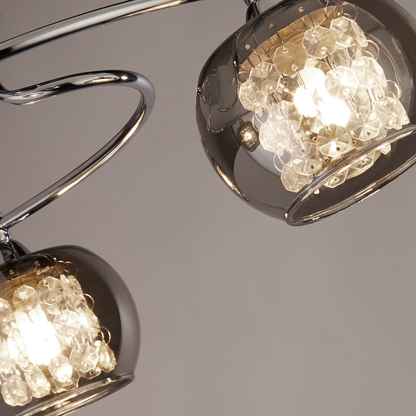 Deckenleuchte Lovell - Stahl / Rauchglas - Silber - 3-flammig