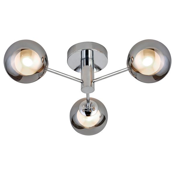 Deckenleuchte Oscar - Stahl / Rauchglas - Silber - 3-flammig