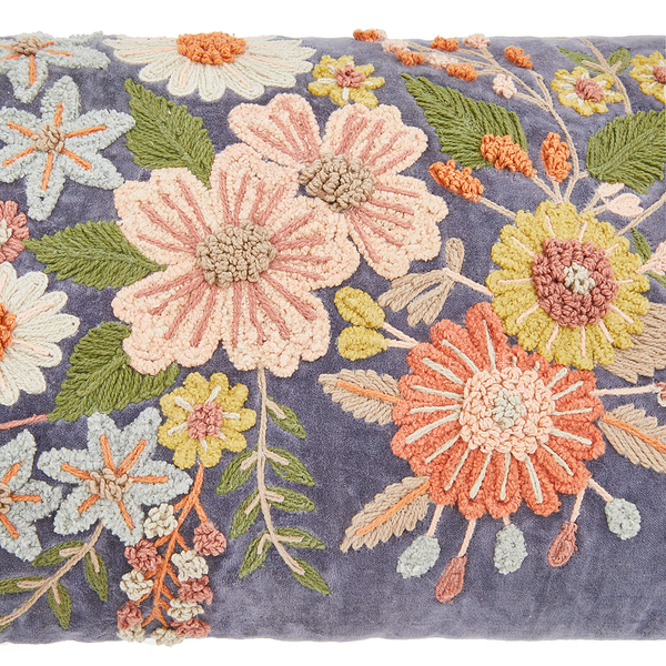 Kissen BOHEMIAN Blumen - Baumwolle / Polyester - Blau